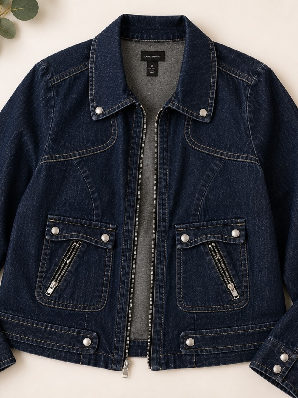 Lane Bryant Dark Wash Denim Jacket Size 20